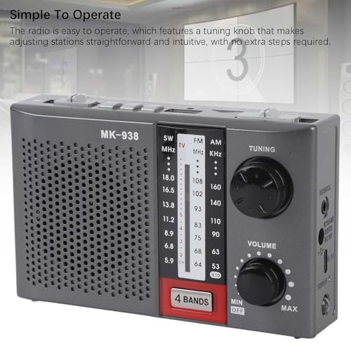 Radio AM FM portable stéréo avec antenne et lampe de poche intégrée