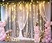 White Tulle Backdrop Curtain with Lights String for Parites 10×8ft Sheer Backdrop Curtains White Curtain Backdrop for Wedding Baby Shower Birthday Party Photo Shoot Decorations(2 Panels 10ft×8ft)