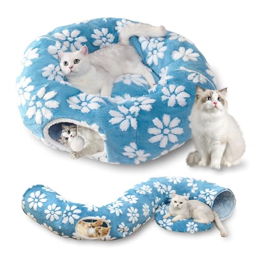 Image of Cute Round Cat Tunnel for Indoor Cats, Blue