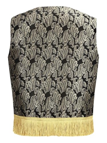 Yartina Boys Arab Prince Outfit Print Fringed Open Waistcoat for Dress Up Parties2