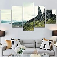 SIGNWIN 5 Panel Canvas Wall Art Mountainscape for Home Decorations Ready to Hang - 60