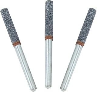 FAMKIT 3Pcs Burr Grinding Stone File, 4mm 5/32in Diamond Chainsaw Sharpener Burr Stone File Sharpening Tool for Rotating Tool