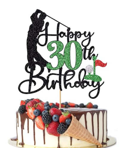 Crseniny Golf Happy 30Th Birthday Cake Topper, Golfer/Sports Themed Birthday Or Retirement Cake Decorations,Golf Enthusiast 30 Years Old Ball Player 1995 Sport Themed Bday Party Supplies