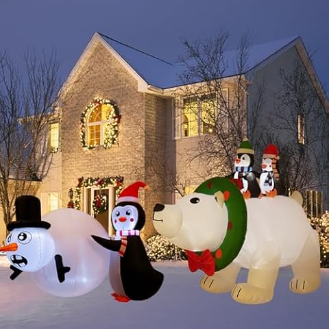 8FT Polar Bear and 5FT Penguin Roller Snowman Cover