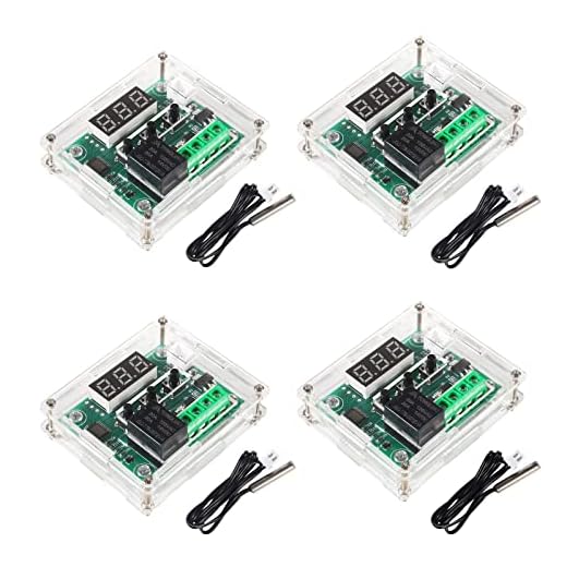4pcs Temperature Controller Module with Case W1209 12V DC Micro Digital Thermostat -50-110°C Electronic Temperature Temp Control Module Switch with Waterproof NTC Probe