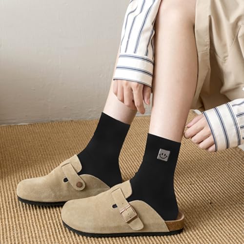 Image of HUGSWEET Cotton Soft Comfy Crew Ankle above Socks for Women Gift 5-10 Pairs | Colorful Casual Cute Funny Smiley Face Quarter Mini Crew Thin Socks, Elastic Lightweight Gifts for Women