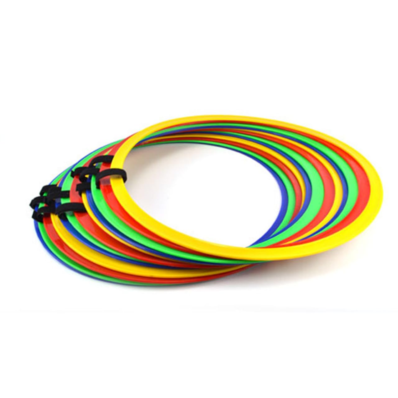 Fitfix® Plastic Agility Speed Ring Ladder Set - 18" Multicolored Footwork Training & Speed Hurdles for Soccer, Football,Baseball,Home Gym Workouts | Set of 12 Rings with Velcro for Kids and Adults