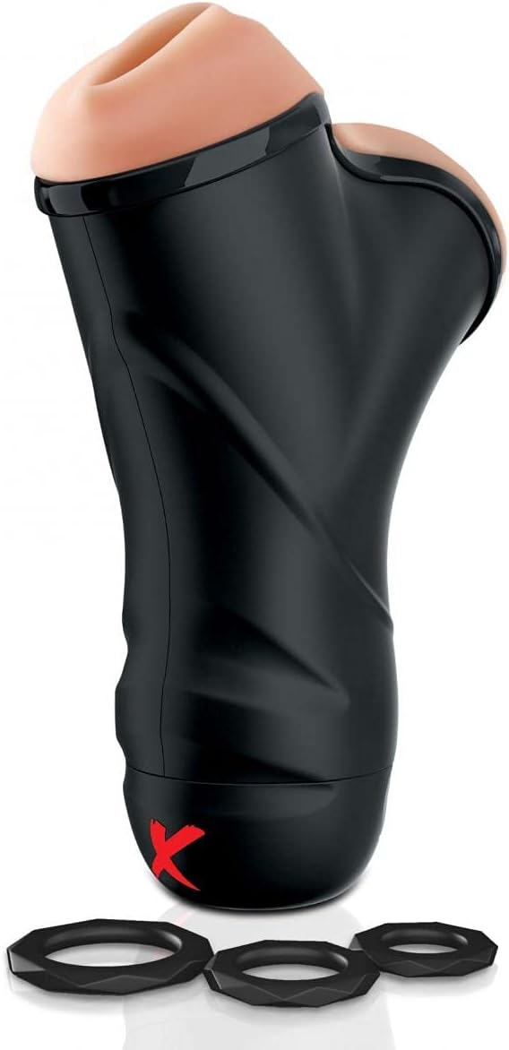 PDX Double Penetration Vibrating Stroker Light & Black One Size