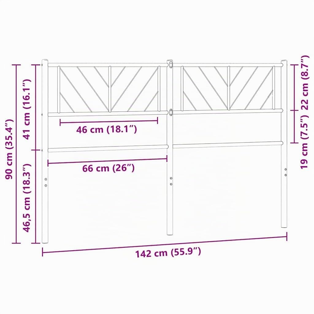 vidaXL Cabecero de Repuesto de Metal Blanco 135 cm