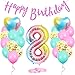 Geburtstagsdeko Mädchen 8 Jahr, Luftballon 8. Geburtstag Rosa, Ballon 8. Geburtstag, Riesen Folienballon Zahl 8, Happy Birthday Girlande Folienballon für 8 Deko Geburtstag Party Mädchen
