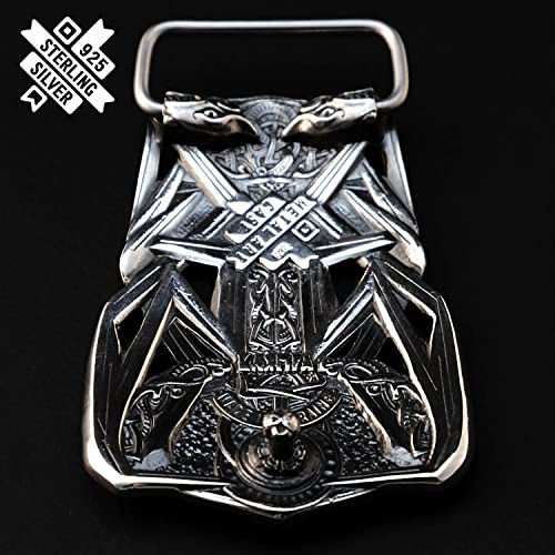 Thor\'s Hammer Sterling Silver belt buckle, Scandinavian Old Norse Mjolnir solid 925 Sterling Silver belt buckle, Viking Age god\'s silver weapon - Thumbnail 5