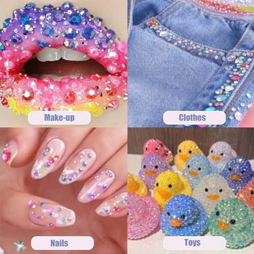 Gemas multicolor de arco iris con trasera plana para decorar tus accesorios con brillo 8