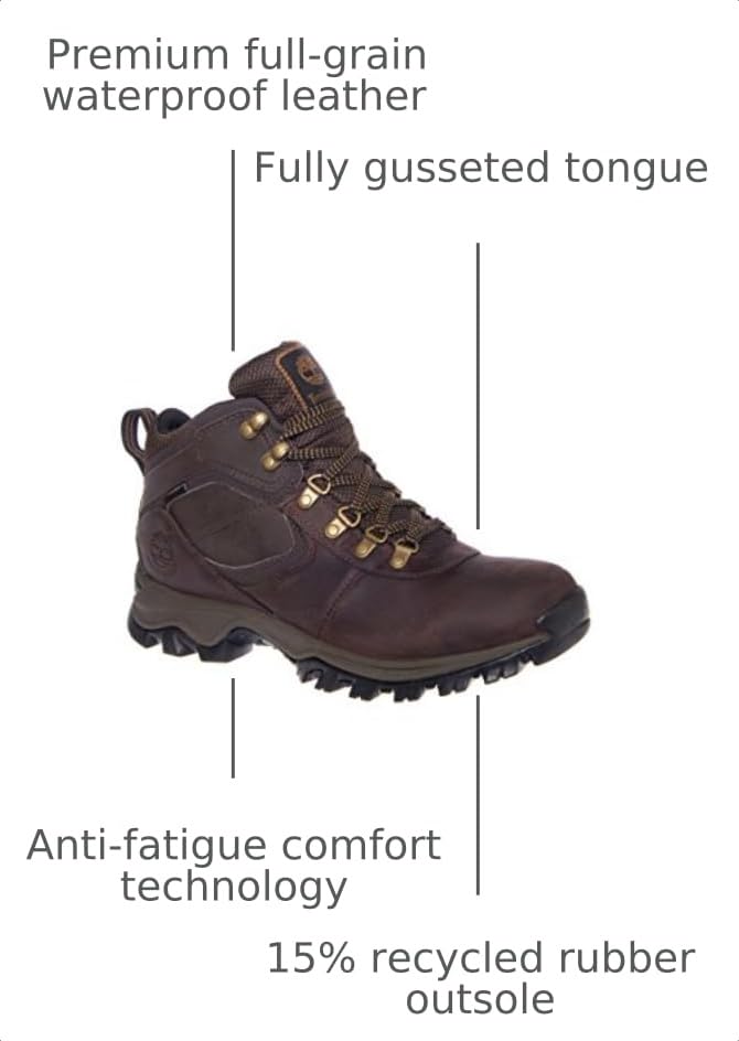 Image of Timberland mens Anti-fatigue Waterproof Leather Mt. Maddsen Hiking Boot, Brown, 10.5 Wide US