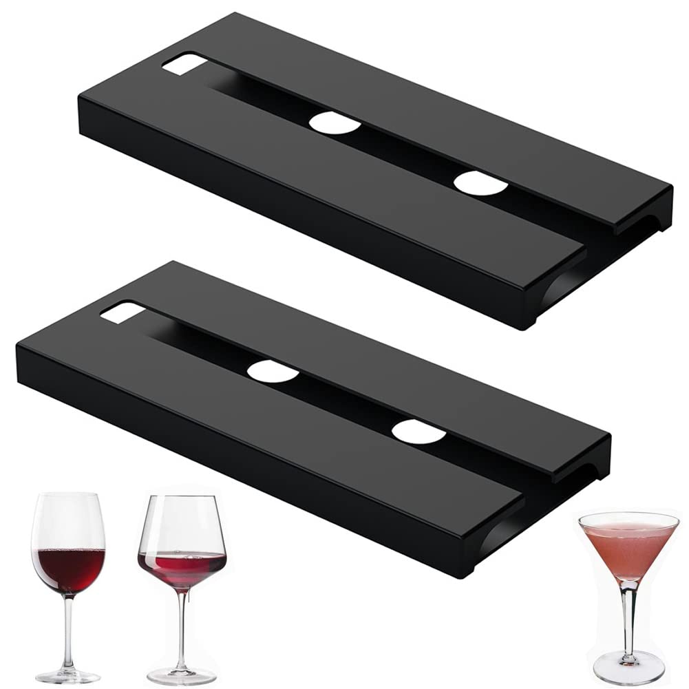 TTBDDM 2 Piezas Estante Colgar Copas de Vino, Portavasos para Vino, Soporte Copas para Vino, Colgador Copa Vino, para Hogar, Bar, Cocina, Restaurante (Negro) (Negro)