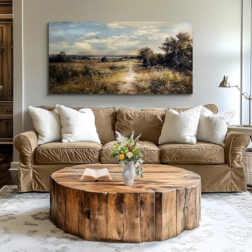 crmotu Landscape Wall Art, Nature Wall Decor, Oversized Wall Art, Wilderness Path Scenic Art Prints, Vintage Rustic Pictures Wall Decor Living Room Bedroom Dining Room Modern Farmhouse 30"X60"