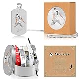 EGSNIX 6Pcs C.R No.7 Soccer Sports Bracelets Necklaces Set, Number.7 Titanium Steel Adjustable Silicone Wristband, No.7 Soccer Star Necklace, Number.7 Soccer Star Signature Storage Box with Card