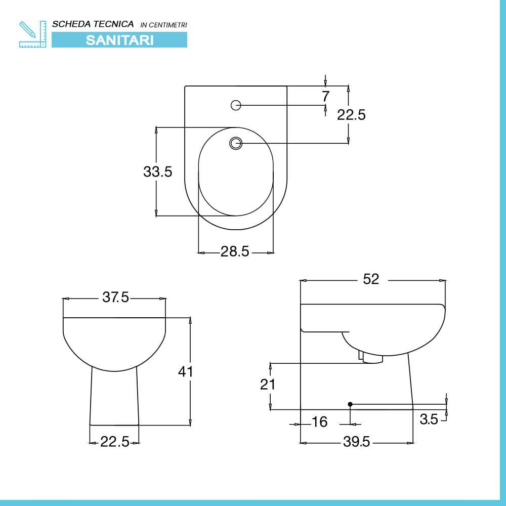 Coppia Sanitari Filomuro Rimless In Ceramica Bianco Lucida Serie Vima, L 37,5 x P 52 x H 41 Cm, Completo Di Sedile Avvolgente Soft-Close
