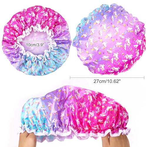 G2PLUS 2PCS Kids Shower Caps, Elastic Bath Caps for Kids Double layer Children Shower Caps, Reusable Childs Shower Hats for Girls/Boys - Image 3