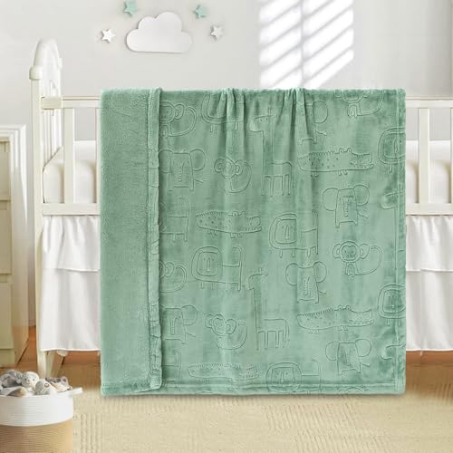 Image of BORITAR Baby Blanket for Boys Girls Ultra Soft Fleece Warm and Lightweight Animal Blankets for Infant Toddler Newborn, 30x40 Inch, Sage Green