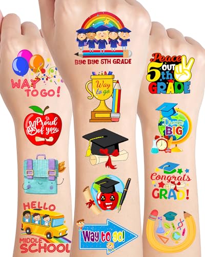 5TH Grade Graduation Class of 2025 Temporary Tattoos,15 Sheets 13...