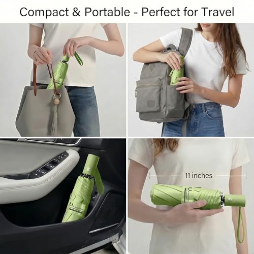 Image of BAODINI Small UV Protection Travel Umbrella Compact for Rain and Sun UPF 50+ Windproof Portable 42 inch Umbrella for Women and Men