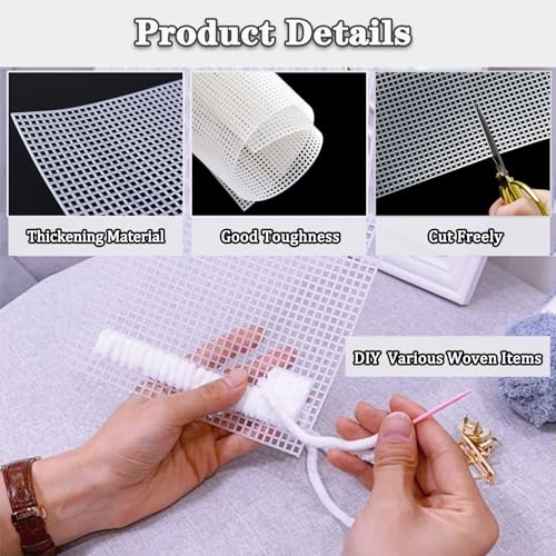 PUSNMI Plastic Mesh Canvas Sheets, 5 Pieces, 7 Count, White, Plain, Cartoon Pattern, 10.2 x 13.52 inches, Polyethylene (PE), Reusable, Crafts & Hobbies