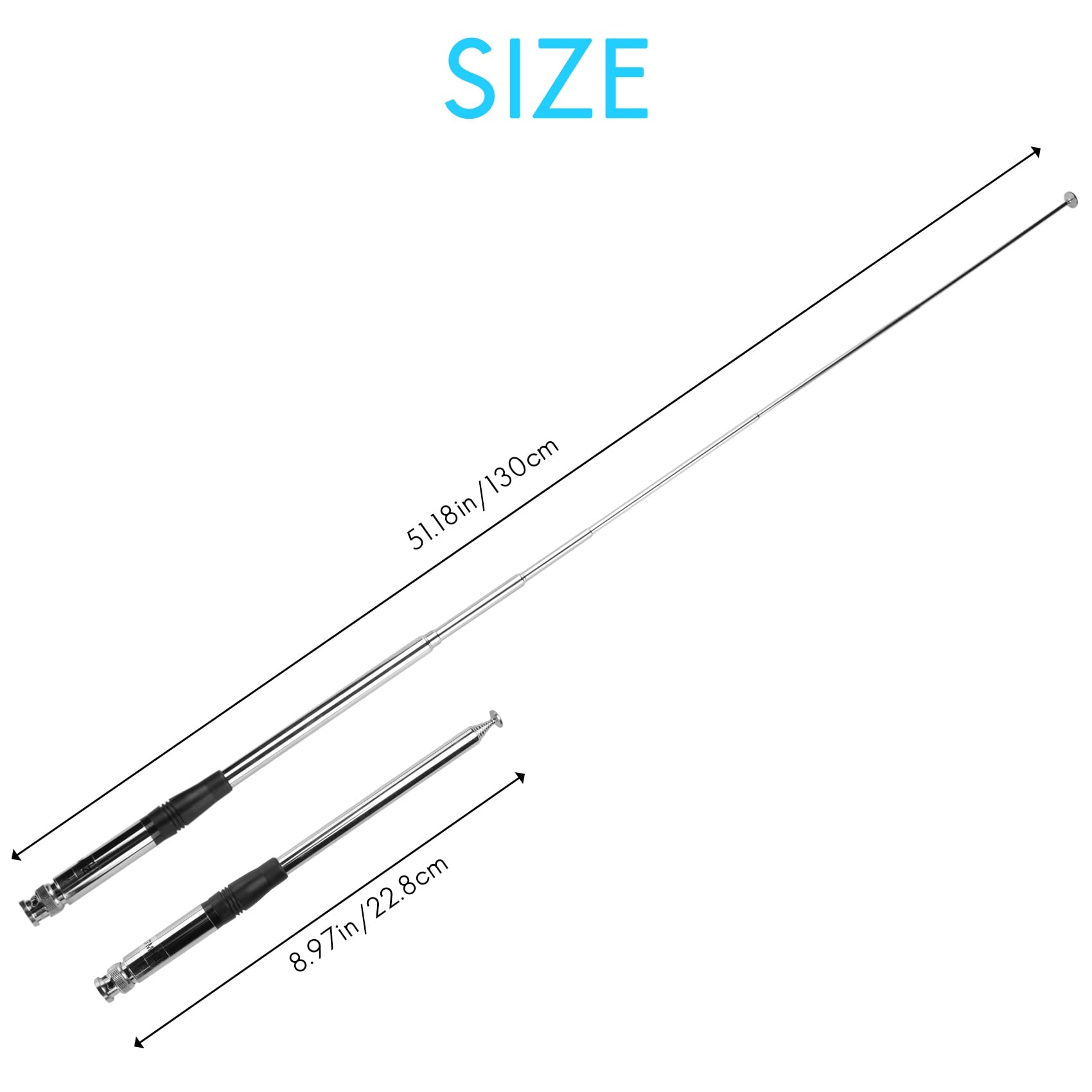 Antenna CB 27Mhz telescopica HT BNC per radio manuali portatili