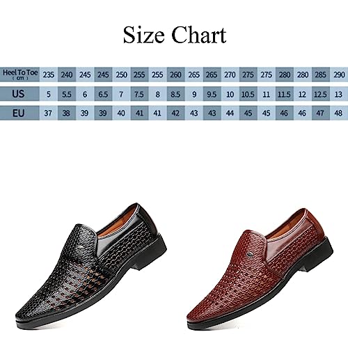 Men's Slip-On Formal Business Hollow Oxford Shoes,Summer Breathable Genuine Leather Pointed Toe Formal Leather Shoes,Tuxedo Wedding Modern Leather Shoes.3