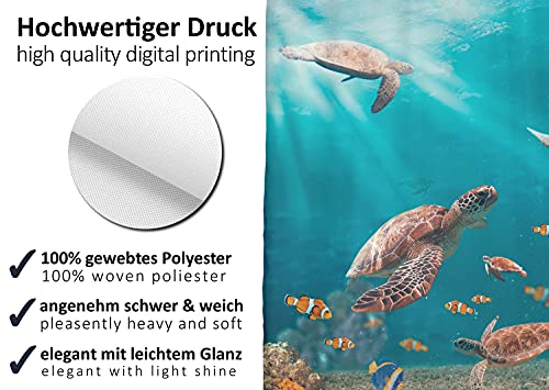 arteneur - Sea turtles - anti-mould shower curtain 180 x 200 cm - recycled with ko-Tex Standard 100 - weighted hem, opaque, waterproof, washable, 12 rings & e-book (English language not guaranteed) - Image 2