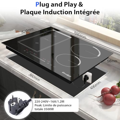 Four encastrable 65 litres et table induction 3500W zone combinée - 6