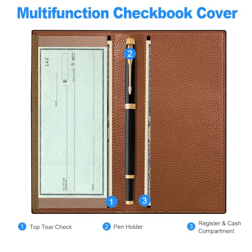 Image of CASMONAL Checkbook Cover for Women & Men, PU Leather Wallet RFID Blocking