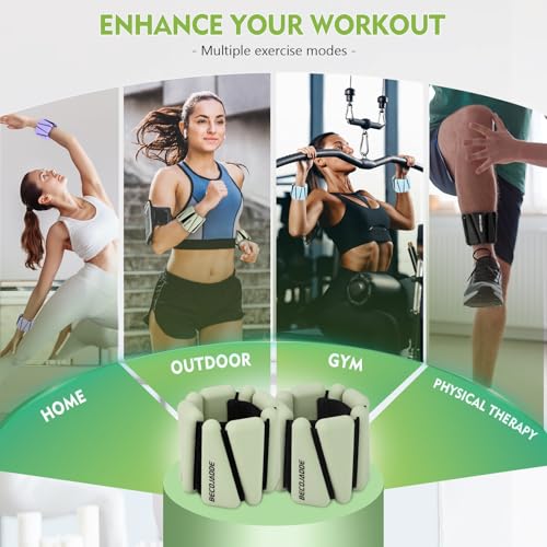 Image of BECOJADDE Ankle Weights Set of 2 (1 lb /2 lb /3 lb Each) Adjustable Wrist Weights for Women Men Wearable Arm Leg Weight for Pilates, Running, Walking, Workout, Yoga