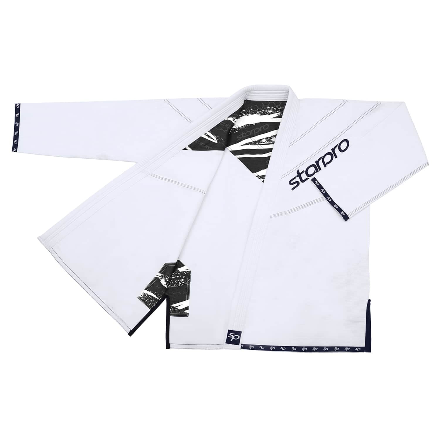 Starpro Kimono BJJ GI 350 Grammi in Miscela di Cotone. Kimono Professionale per Arti Marziali, Allenamento e Competizioni - Bianco, Blu e Nero - Uomini e Donne - A0 A1 A2 A3 A4 A5