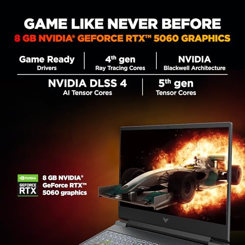 Image of HP Victus, 13th Gen Intel Core i7-13620H, 8GB RTX 5060, 24GB DDR5(Upgradeable) 1TB SSD, 144Hz, 300nits, IPS, FHD, 15.6 inch /39.6cm, Win11, M365* Office 24, Mica Silver, 2.29Kg, fa2308TX, RGB Gaming Laptop