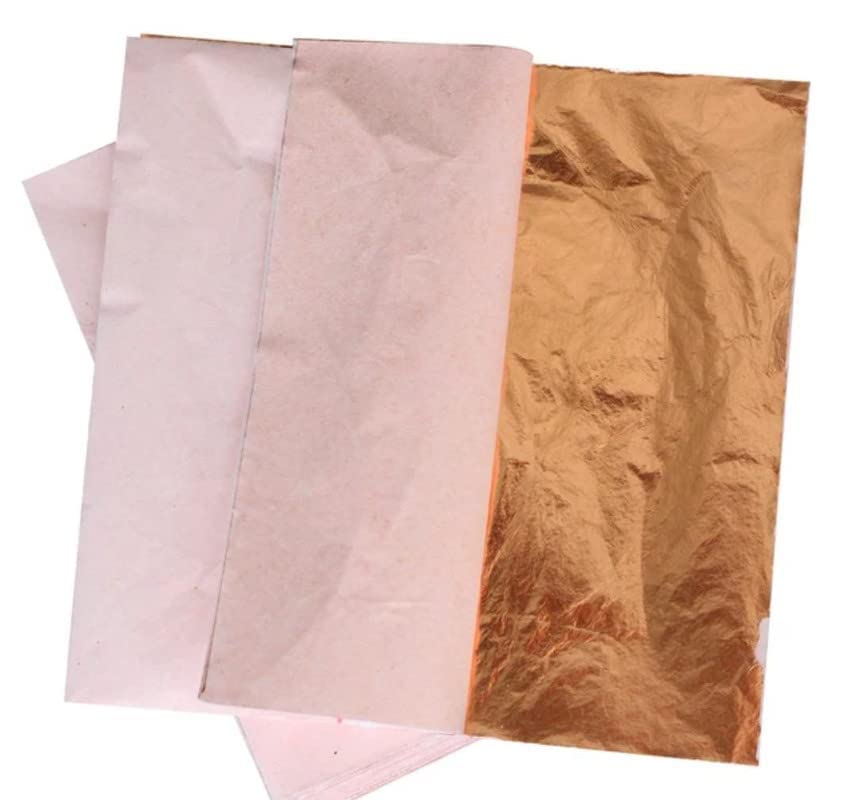 Mini Copper Leaf Sheets (100) + Gold Leaf Glue (50ml) (Combo Pack) 8x8 cm Gilding Foil Gold Foil Paper for Paintings, Arts Crafts, Nail Deco,Furniture-image-28