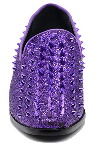 Image of SPK16 Men's Vintage Spike Dress Loafers Slip On Fashion Shoes Classic Tuxedo Dress Shoes