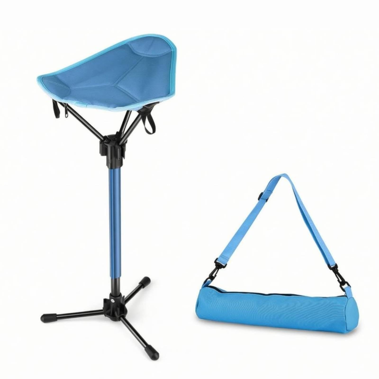 Telescopic Folding Stool Portable Aluminum Camping Stool Lightweight Foldable Seat for Queueing Blue Tripod Chair W Bag | Camping Furniture | Camping & Hiking | Outdoor Sports-image-30
