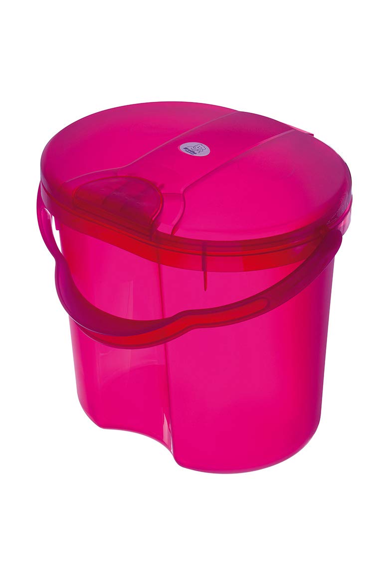 Rotho Babydesign TOP Nappy Bin, with Lid, 11L, From 0 Months, TOP, Translucent Pink, 200020210