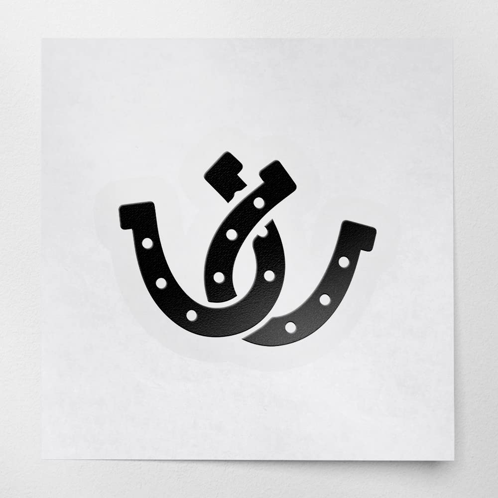 2 Pcs - No Background Decal Stickers of Horseshoe of Illustration (Black) Premium Waterproof Vinyl Decal Stickers for Laptop Phone Accessory Helmet