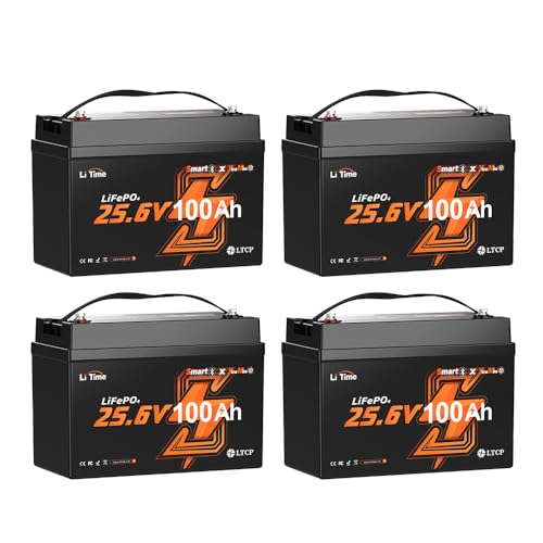 Image of LiTime 4 Pack 24V 100Ah Group 31 Bluetooth Lithium Battery for Trolling Motors - Mini Size, 6000+ Deep Cycles, Low-temp Cutoff Protection