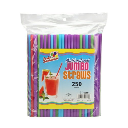 Party Dimensions Plastic Multi-Colored Jumbo Pack of 250 Straws, 250, Multicolor
