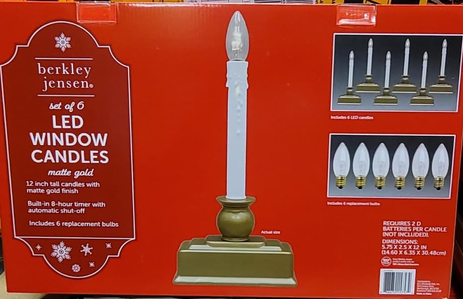 Image of berkley jensen LED Window Candles, 6 ct. - Matte Gold