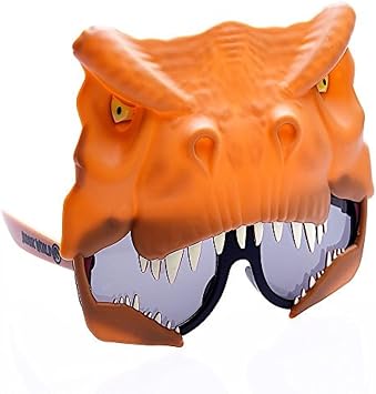 نظارة شمسية SunStaches Jurassic World T-Rex | زي ديناصور أو Dino Party Favor | UV 400 | مقاس واحد يناسب أكثر