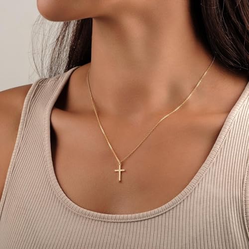 Turandoss Gold Cross Necklace for Women - Dainty 14K Gold Plated Cross Necklace Layered Beaded Infinity CZ Holy Mary Medal Pendant Necklaces for Women Trendy Faith Jewelry First Communion Gifts2