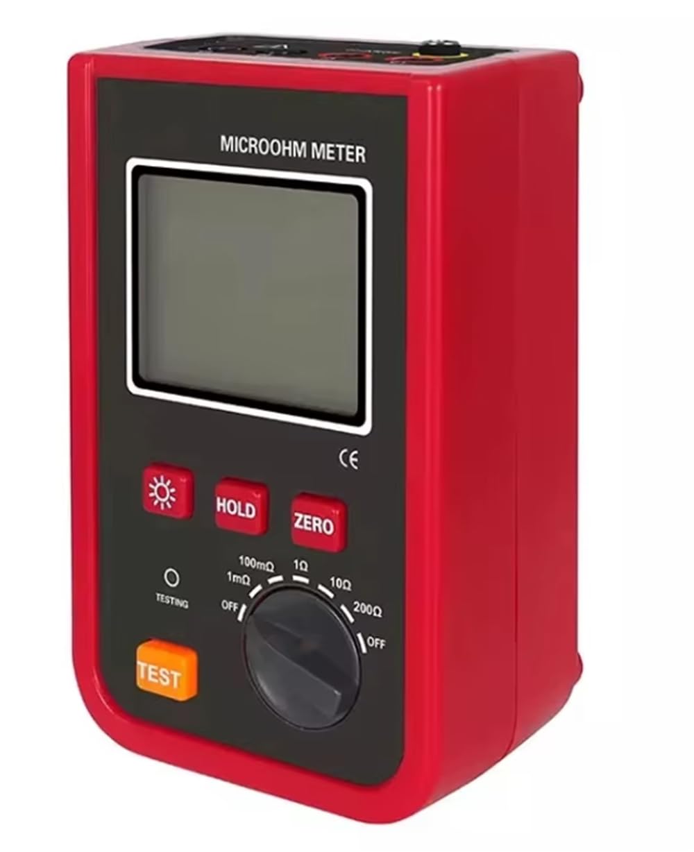 Micro Ohmmeter Low Ohm Meter Equipotential Bonding Resistance Tester with 1uΩ～200Ω Accuracy ±0.1% FS±10dgt Resolution 0.1Ω USB Interface for Transformer Windings Measuring
