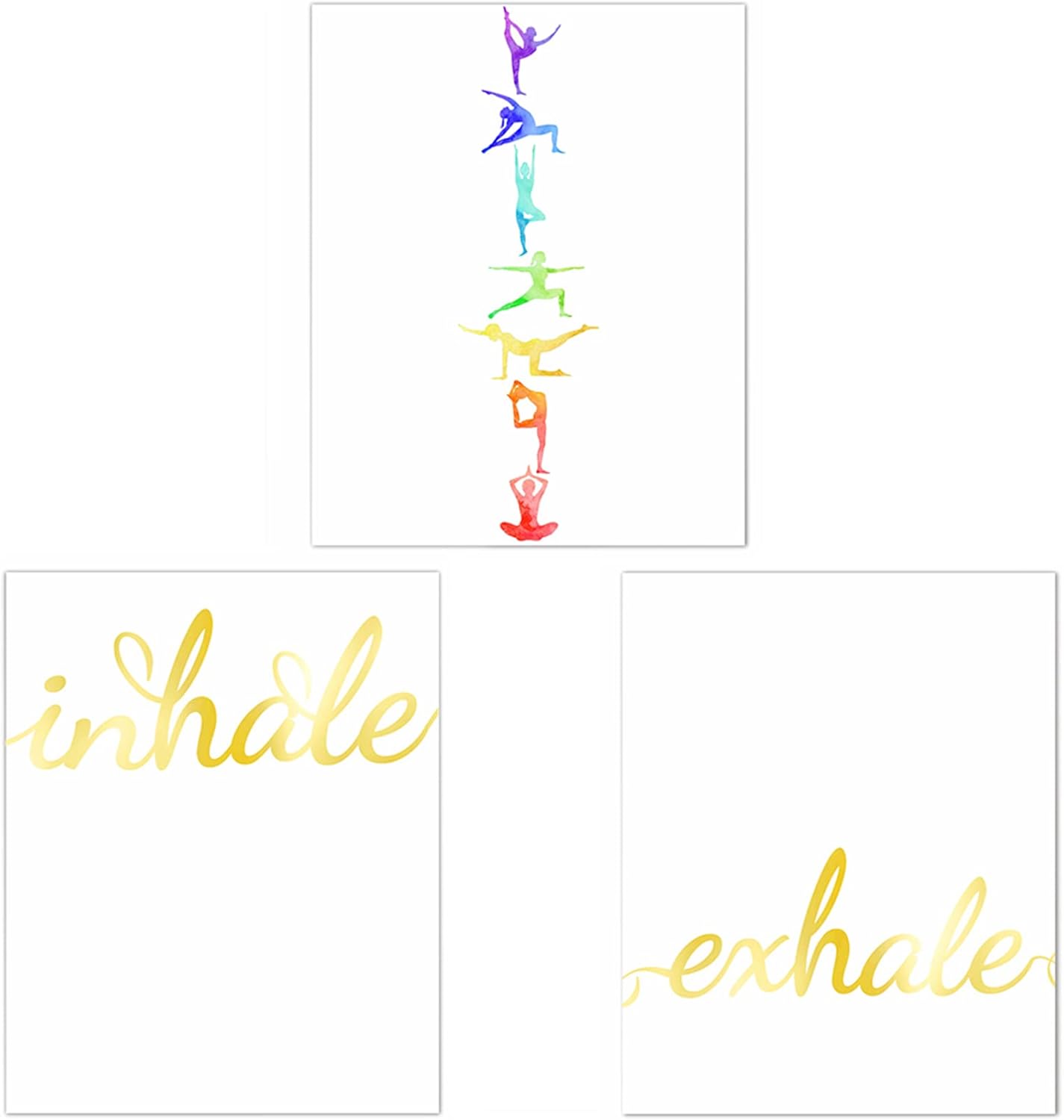 MOSITU Inhale Exhale Art Prints Set of 3 Yoga Wall Art