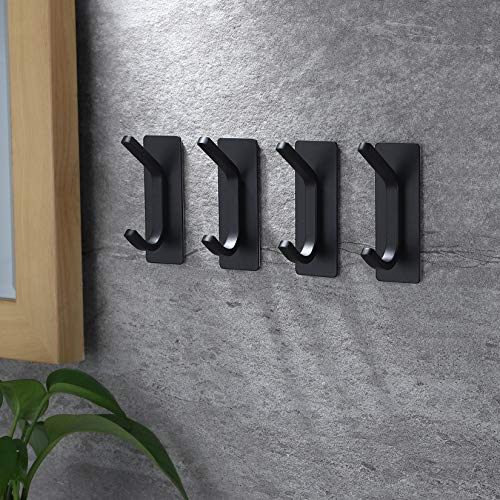 ZUNTO Black Adhesive Hook - Self Adhesive Hook/Coat Sticky Hooks for Kitchen Bathrooms (4 Packs) - Image 6