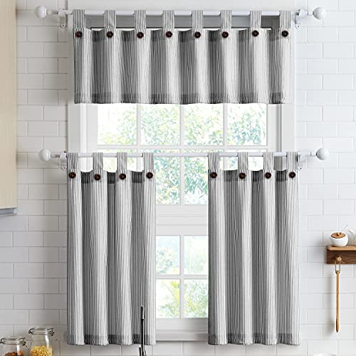 July joy 3 piece cotton kitchen curtains and valances set for sma…