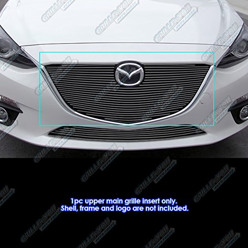 APS Compatible with 2014-2016 Mazda 3 Upper Black Main Upper Billet Grille Insert M65970H