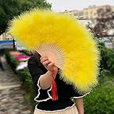 9 Colors Marabou Large Feather Fan 23'X12'for Dancing, Party, Wedding,Bridal Bouquet Deco (Yellow Color)